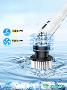 Escova De Limpeza 9 Em 1 Recarregável Elétrica Giratória Com Cabo Alongador - 9 em 1 - Visão 3