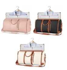 Bolsa de viaje unisex, maleta colgante dos en uno, bolsa de ropa de mano plegable convertible, bolsa de equipaje de gran capacidad, adecuada para salidas de negocios y viajes cortos. - Beis - Ver 8