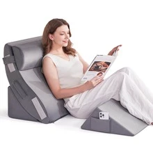 Adjustable Bed Wedge Pillow Set – Memory Foam Support For Back, Legs & Body, Ideal For Sleeping, Post-Surgery Recovery, Reading & TV, With Breathable Washable Cover & Non-Slip Base