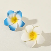 4 件女士鸡蛋花发夹，可爱花卉 2.8 英寸/7 厘米发夹，适合海滩度假、时尚发饰、爪夹、发夹、发夹 - 4PCS多色 - 查看 3