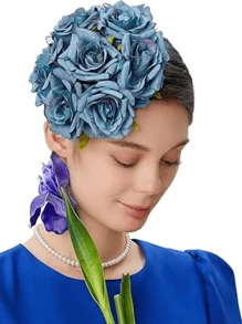 1 buc pălării Fascinator pentru femei pălării de petrecere de ceai Kentucky Rose flori Fascinators Derby pălărie nuntă cocktail flori pene agrafe de păr