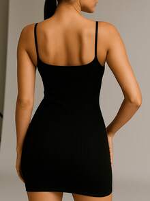 Women's Ribbed Strap Midi Dress Ready For Delivery - Sizes S To XL - Black - View 2