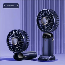 Ventilador portátil de mano, ventilador de viaje recargable, ventilador personal operado con batería, 5 velocidades, pantalla LED, plegable 90°, para campamento, exterior, hogar, oficina, refrescamiento de verano, playa, viaje