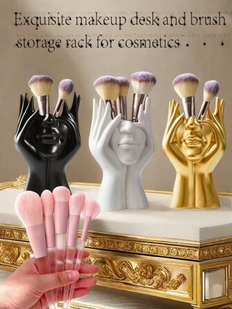 Artistic Female Face Vase, White Storage Bottle Decoration, Modern Art Decoration Storage Bottle Center Piece, Suitable For Minimalist Decoration Accessories In Desk Racks, Living Rooms, Offices, Bedrooms, Modern Home Decoration In Living Rooms And Bedrooms, Center Decoration, Cosmetics, Makeup Brushes, Countertop Decoration, Mother's Day Gifts, Graduation Gifts, Wedding Decorations
