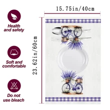 2pcs Set, Lavender Series Plaid Border Printed Towels, Ultra-Fine Fiber Modern Absorbent Cleaning Cloths, Cooking Baking Tea Towels, Dishcloths, Hand Towels, Super Soft, Highly Absorbent, Kitchen Decor, Neighbor/Mom/Birthday Gift, Housewarming Present For Friends, Kitchen Accessories, Household Essentials For Beauty Salon Home Bathroom