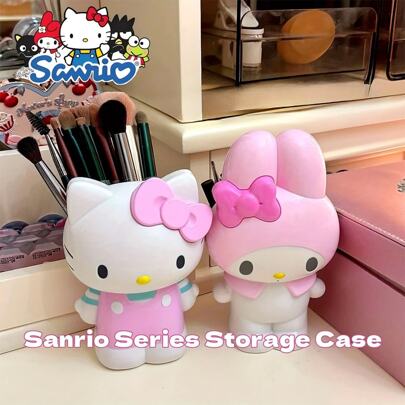 Sanrio Sanrio Cute Melody And Hello Kitty Multifunctional Storage Cartoon Desktop Pen Holder Stationery Storage, Makeup Brush Storage Tube, Desktop Ornaments, Beautiful Holiday Gifts, Perfect Gifts For Good Friends