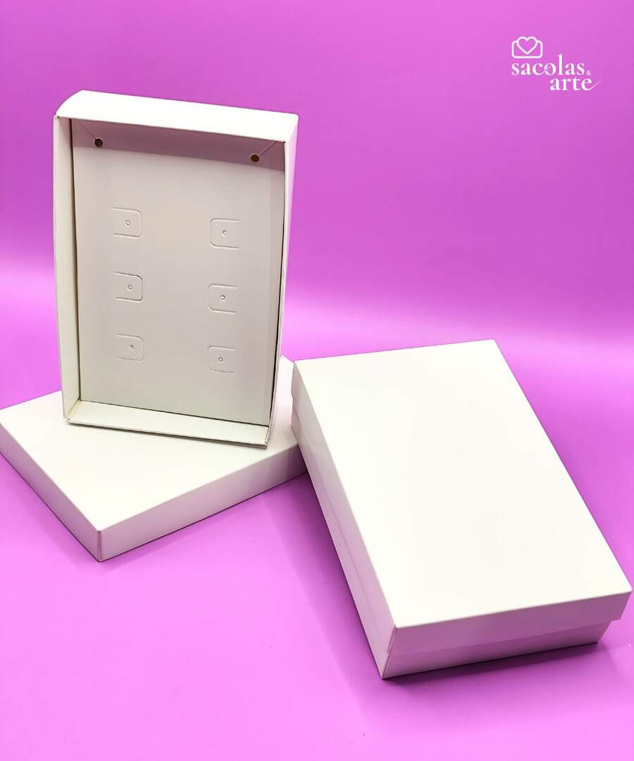 50 White Paper Jewelry Box With Cradle - 8cm X 12cm X 3cm - White - View 1