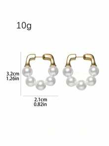 1 Pair Of Copper High Gloss Pearl Earrings, Worn Front And Back, Vintage French Pearl Earrings, Suitable For Women To Wear
