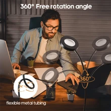 1 pièce Lampe de bureau loupe x5, lumière de lecture LED à 3 couleurs réglables, alimentation USB, design flexible de cou de cygne à 360°, convient pour la lecture, le bureau, la sculpture manuelle et autres loupes, lampes de bureau, lumières de travail en broderie et de beauté, lampe de chevet à clip avec protection des yeux