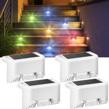 4/16 Packs Outdoor Solar Deck Lights, Waterproof Outdoor Decorate Lights, Solar Garden Lights, Outdoor Fence Lights, Solar Step Lights, Warm LED Lights, For Outdoor Stairs, Step, Fence, Garden, Balcony, Yard, Patio, And Pathway(White) Halloween Christmas Thanksgiving Gift