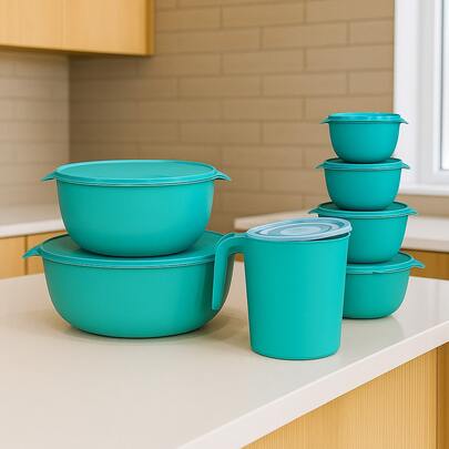 Kit 6 Potes Plastico Redondos Bowl Livre Bpa Jarra C/ Tampa