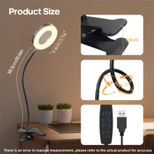1 pièce Lampe de bureau loupe x5, lumière de lecture LED à 3 couleurs réglables, alimentation USB, design flexible de cou de cygne à 360°, convient pour la lecture, le bureau, la sculpture manuelle et autres loupes, lampes de bureau, lumières de travail en broderie et de beauté, lampe de chevet à clip avec protection des yeux