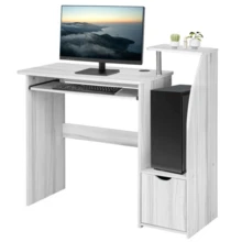 80x85x40cm Small Computer Desk With Drawer, Sliding Storage Shelf, And Keyboard Tray For Home Bedroom Office Table Workstations - Study Writing And Gaming Desk - 橡木灰 - 查看 2