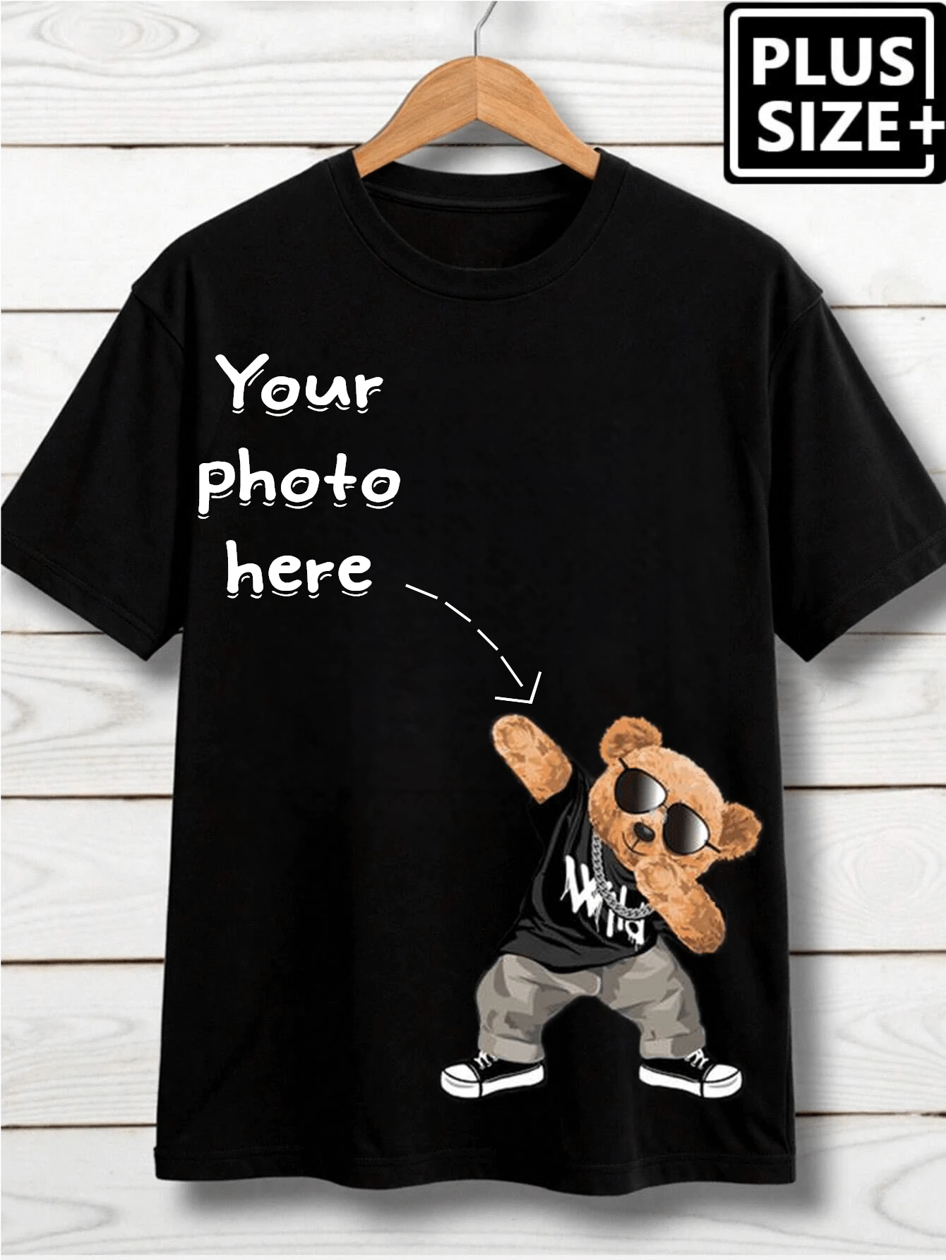 Custom-Plus Size Men's T-Shirts (Up To 6XL): Photo T-Shirts-Large Frame And Large Personalized Combination, Suitable For Various Festivals/Anniversaries/Birthdays/Pets/Couples Customization