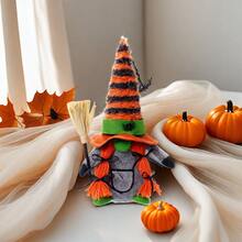 Halloween Fabric Witch Broom Gnome Decoration, Festival Costume Gift, Autumn Home Decor Halloween Decor Room Decor - Orange - View 6