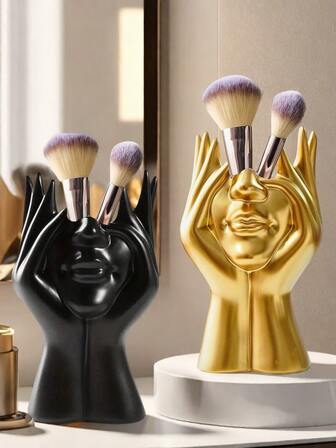 Vaso artístico para el rostro femenino, decoración de botella de almacenamiento blanca, pieza central de arte moderno para decoración, adecuado para accesorios de decoración minimalista en escritorios, salas de estar, oficinas, dormitorios, decoraciones modernas para la casa en salas y dormitorios de sala de descanso, centro de la decoración central, cosméticos, brochas de maquillaje, encimera, regalos del Día de las Madres