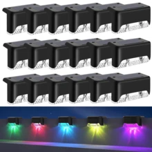 16 Packs Outdoor Solar Deck Lights, Waterproof Outdoor Decorate Lights, Solar Garden Lights, Outdoor Fence Lights, Solar Step Lights, Warm LED Lights, For Outdoor Stairs, Step, Fence, Garden, Balcony, Yard, Patio, And Pathway - 黑色 - 查看 15