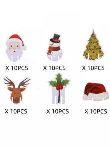 60pcs 2026 Merry Christmas Champagne Wine Glass Hats Card Sign, Christmas Party Dinner Paper Labels Seat Card Table Decoration Xmas For Home Decor Christmas Decorations Room Decor Winter