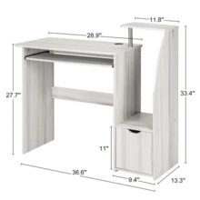 80x85x40cm Small Computer Desk With Drawer, Sliding Storage Shelf, And Keyboard Tray For Home Bedroom Office Table Workstations - Study Writing And Gaming Desk - 橡木灰 - 查看 3