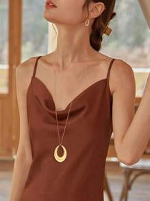 1pc Minimalist Round Stainless Steel Pendant Necklace, Stylish & Versatile Everyday Wear For Women, Birthday Gift - necklace - View 1