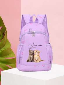 Customizable Shoulder Strap, Customizable Name, Customizable Text, Customizable Photo, DIY, Solid Color, Minimalist, Large Capacity, Lightweight, Comfortable Strap, Zipper Closure, Suitable For School, Work, Students, College Students, High School Students - Purple - View 7