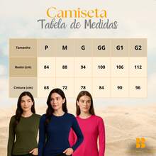 Camiseta Manga Longa Feminina Decote Gola Careca em Tecido Suplex | 16 Variações de Cores Tamanhos P ao Plus Size G2 Básica Lisa - Cinza - Visão 6