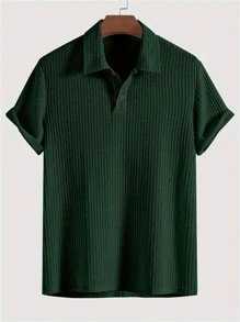 Men's Plain Color Golf Shirt, Casual Short Sleeve Elastic Collar Shirt, Suitable For Leisure Outdoor