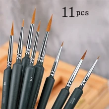 11 pièces Ensemble de pinceaux de détail fin : style mini à pointe fine, convient pour l'aquarelle, la peinture à l'huile, la peinture acrylique, la peinture faciale et des ongles, le dessin de modèle proportionnel, facile à contrôler les fines opérations telles que le crochetage, les traits, les dessins au trait, etc., pour les fournitures scolaires, la rentrée scolaire