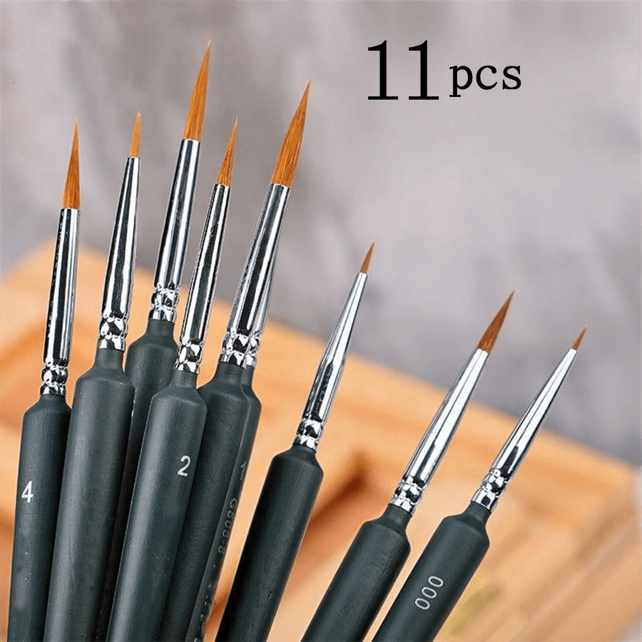 11-Piece Fine Detail Brush Set Thin Tip Brush Mini Mini Brush Suitable For Watercolor, Oil Painting, Acrylic Painting, Face, Nails, Proportional Model Drawing Line Drawing, Stroke, Line Drawing