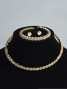 4pcs Luxury High-End Rhinestone Necklace, Earrings, Bracelet Jewelry Set, Bridal Accessories Cubic Zirconia Waterdrop Necklace & Earrings Wedding Decoration - Multicolor - View 9