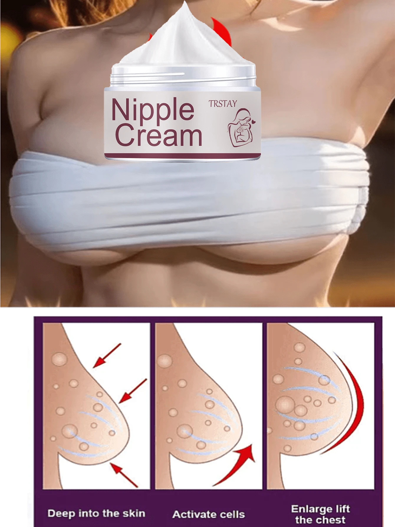 Powerful Moisturizing And Firming Body Cream Repairs Dry Rough Texture Enhances Contour Tightness Of Chest For Soothing Brightening Whitening Effects - 彩色 - 查看 1