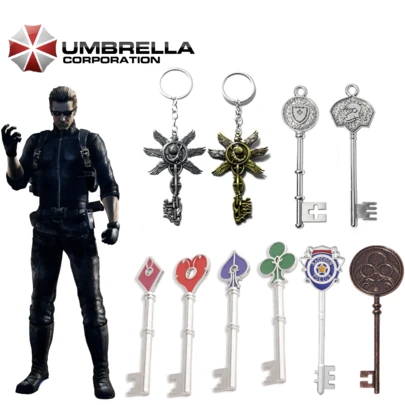 1 pieza Llavero de la RPD de , con diseño de carta de juego cuadrada con corazón de ciruela, accesorio de joyería para hombres y coleccionistas de fans