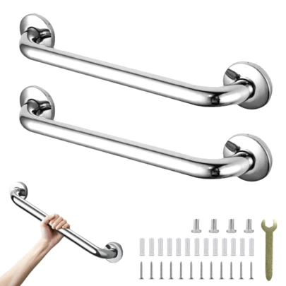 2 Piezas  Barra de Seguridad para Baño - 2PCS Barras de Apoyo para Ducha Pasamanos de Acero Inoxidable 50cm Agarraderas para Baño Mango de Ducha para Escalera Pasillo Aseo para Adultos Mayor y Discapacitados