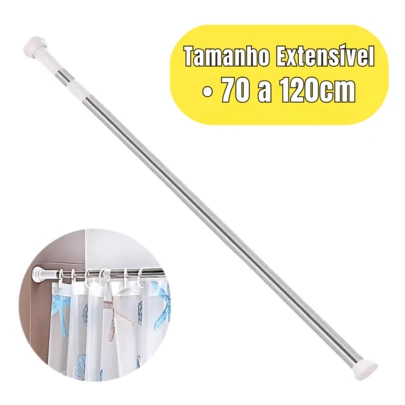 Varão para Cortina Multiuso Box  bastão para banheiro quarto de extensível universal ajustável