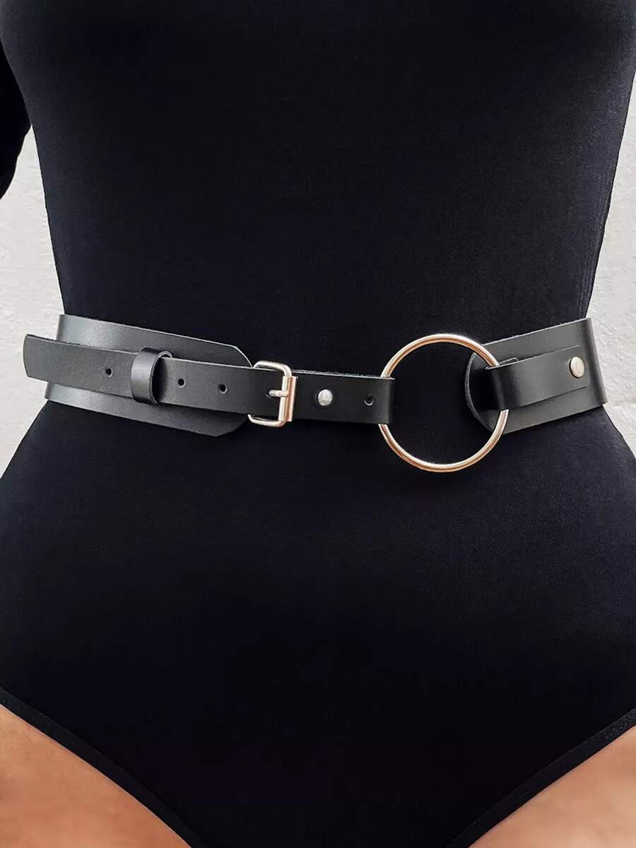 哥特风格女士 PU 皮带，休闲街头百搭，可调节松紧腰带，性感女士配饰，适合狂欢