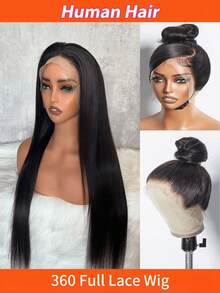 Invisible Drawstring 360 Full Lace Wig Straight Human Hair Wigs Hidden Adjustable Strap Can Make Ponytail And Bun 150% Density Transparent Lace Front Wig Pre-Plucked With Baby Hair Multicolor 18-36 Inch For Women - Multicolor - View 19