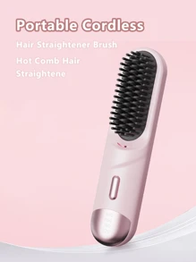 GENAI Portable Cordless Straightening Brush With Negative Lon Technology Lightweight Travel Friendly Design Anti-Scald Protection Long Lasting Battery