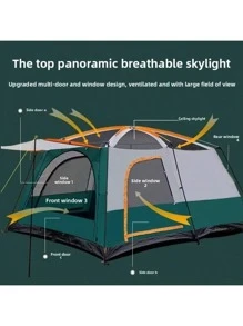 Carpa portátil para campamento de 2 habitaciones y 1 sala, equipo de campamento al aire libre plegable para parque, picnic, campamento, con protección UV, ventilación y toldo de gran sombra, carpa de campamento, carpa de playa, esencial para senderismo y viajes