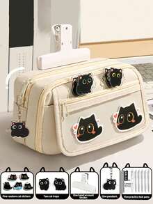 Hộp bút 9 tầng nắp lật, dung tích lớn, màu trơn, hình mèo hoạt hình, hộp đựng văn phòng phẩm để bàn học, có thể dùng để đựng nhiều vật dụng như bút chì, tẩy, thước kẻ, cũng như làm túi đựng đồ dùng ký túc xá. Một hộp bút đa năng cho mùa tựu trường, phù hợp cho trường học, lớp học thêm, văn phòng, cả nam và nữ, và nhân viên văn phòng. Phụ kiện được bao gồm, nhưng một số tùy chọn không kèm phụ kiện. Túi đựng bút, cặp sách, đồ dùng học tập. - Nhiều màu - Xem 13