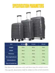 20 24 28 Inch Three Pieces Hard Shell Trolley Case Set, TSA Lock, Silent Double Swivel Wheels, Suitable For Business Long Trips - Dark Grey - P1 Dark Grey - View 4