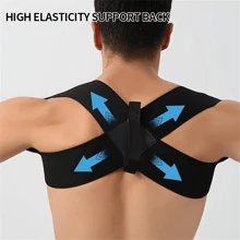 1 Pieza de corrector de postura para hombres y mujeres, soporte ajustable para la Top de la espalda y la clavícula, que proporciona una alineación cómoda del cuello y los hombros para la salud física de hombres y mujeres, fija el soporte de la Top de la espalda, tobillo, espalda y hombro, ropa interior invisible, color negro