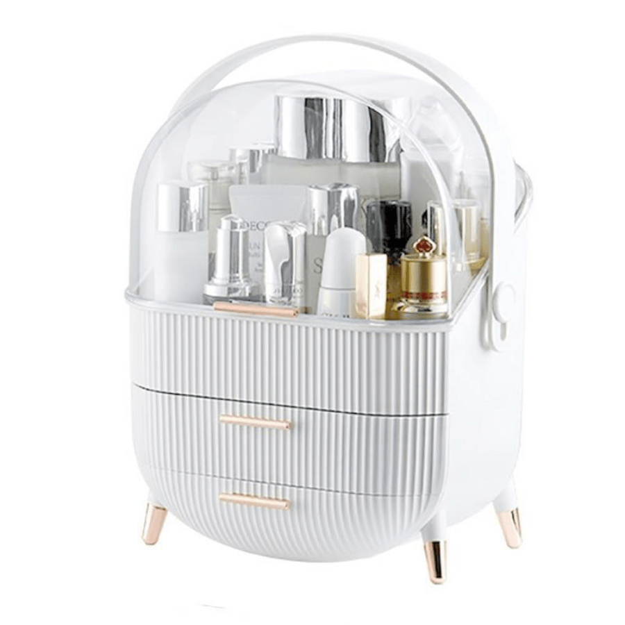 A Makeup Storage Organizer,Classic Style,Skincare Organisers Cosmetic Display Case With Dust Free Cover Portable Handle,Waterproof Makeup Box For Vanity Countertop Bathroom Dresse,Mother`S Day Gift P0-1