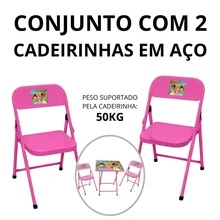 Mesinha Infantil Kit P/ Espaço Kids Com 2 Cadeiras Diversão! - Rosa chiclete - Visão 5