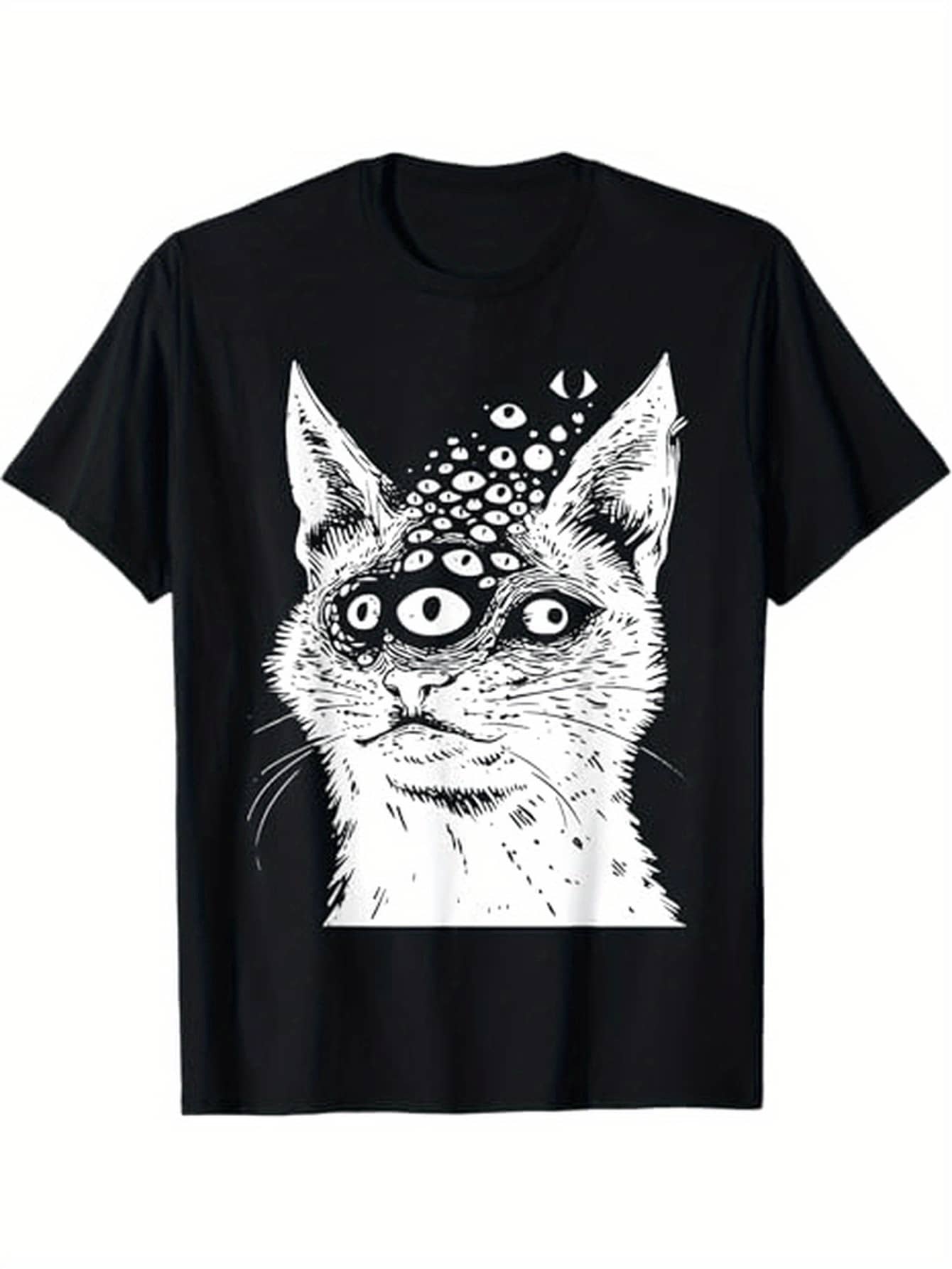 Weird Nuclear Cat Trash Subculture Harakuju Horror Gothic Style T-Shirt - Black - View 1