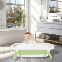 Bañera plegable para bebé, bañera para recién nacidos, regalo para bebé, con alfombrilla de baño, termómetro incorporado, gran capacidad, apta para bebés de 0 a 3 años, fácil de guardar, no ocupa espacio, gris, verde, caqui y rosa.