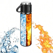 SOKANY 1 Set - Main Cup 500ml With 2 Matching Small Cups, Stainless Steel Insulated Cup Set - Heat Insulated & Leak-Proof, Ideal For Carrying Cold/Hot Drinks - Perfect For Travel, Business & School - Water Bottle, Outdoor Gear, Sports Bottle, School Supplies - Suitable For Fitness, Sports & Outdoor Activities - High-End Portable Mug - Suitable For Milk, Coffee, Tea, Juice Etc. - Can Be Used As Christmas, New Year, Valentine's Day, Birthday, Graduation Gift