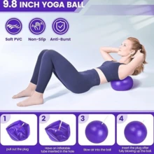 1 Set Pilates Training Equipment, Pilates Training Kit 5 Pcs, Including Pilates Ring, Pilates Resistance Bands, Yoga Stretching Assist Strap, Yoga Stretching Loop, 25cm Matte Anti-Burst Yoga Ball, Women's Home Pilates Gear, Fitness & Body Shaping - Multiple Colors - View 5