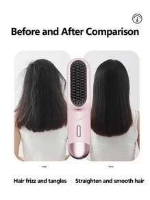 GENAI Portable Cordless Straightening Brush With Negative Lon Technology Lightweight Travel Friendly Design Anti-Scald Protection Long Lasting Battery