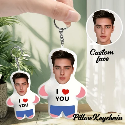 1pc Customized Photo Pillow Keychain, Pet Pillow, Customized Keychain, Photo Keychain, Personalized Dog Pillow Keychain, Dog Lover Gift, Funny Keychain, Anniversary Gift, Gift For Him/Her, Unisex, Hippie Style, 2025 Halloween Accessories, Toys And Games, Customized Creative Accessories ,For Family ,Sweet 16 Party Decorations