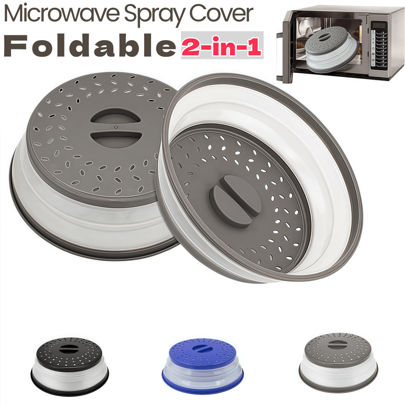 Silicone Microwave Splatter Cover, Microwave Cover For Food Fruit Drainer, Microwave Food Cover, Microwave Plate Cover, Microwave Lid, Kitchen Essentials, Dishwasher Friendly Collapsible Microwave Covers - Microwave Splatter Cover For Food, Space-Saving Design (10.5 Inch) Silicone & Plastic And Dishwasher Friendly
